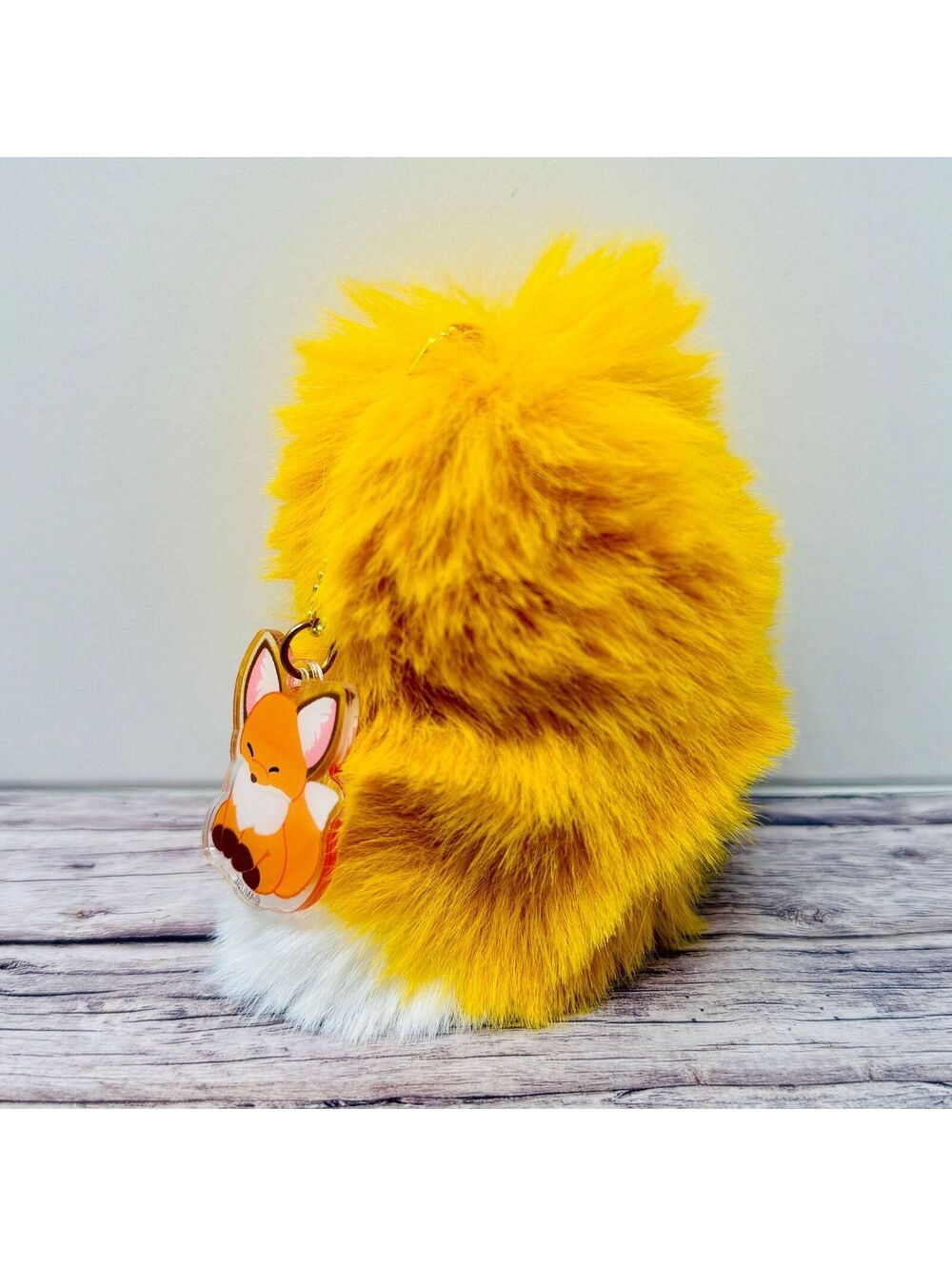Amuse Fox Fluffy Tail Keychain Plush Orange & White Official Japan US Seller